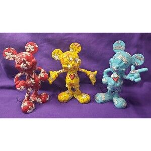 Set Of 3 Britto Disney Showcase Collection Mickey Mouse Red Yellow Blue